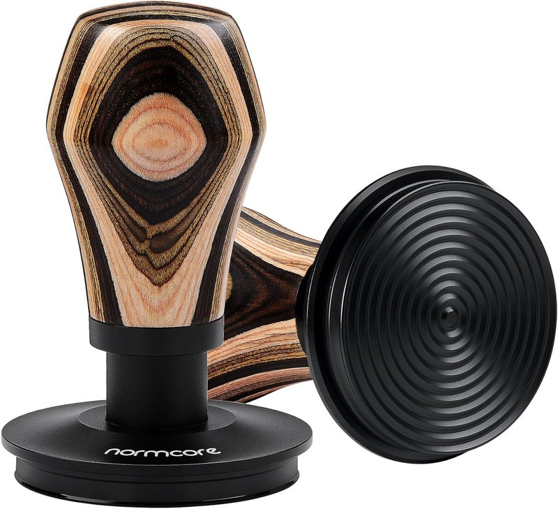 Normcore 53.3mm Coffee Tamper V4, Spring Loaded Tamper with Titanium PVD Coating Ripple Base, Espresso Tamper Fits 54mm Breville Sage Portafilters, Colorful Wood Handle - Image 1